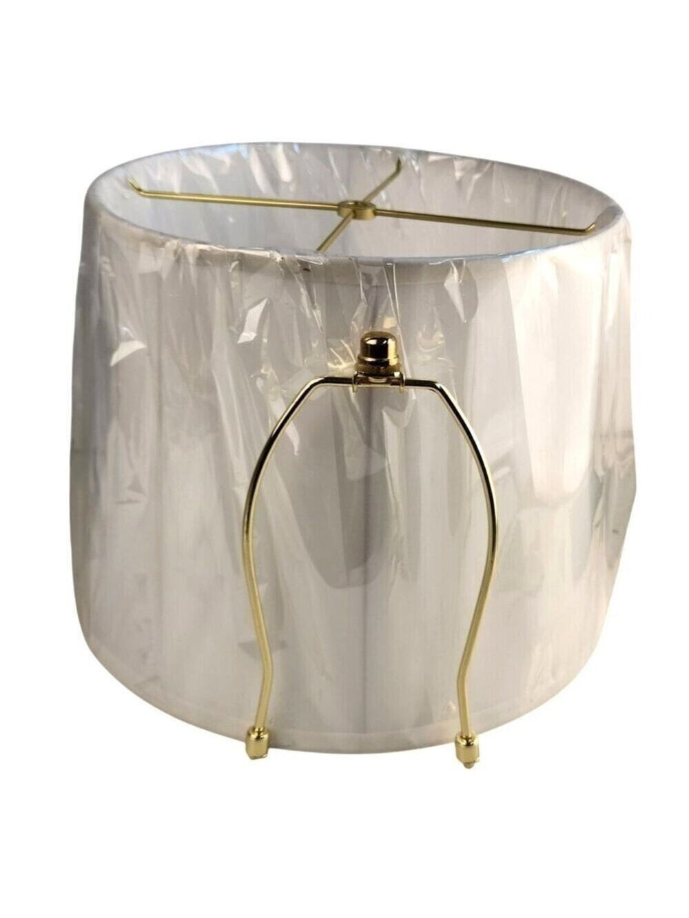 White Lamp Shade 13.5 Inch Diameter 10 Inch Height Gold Harp Fitting